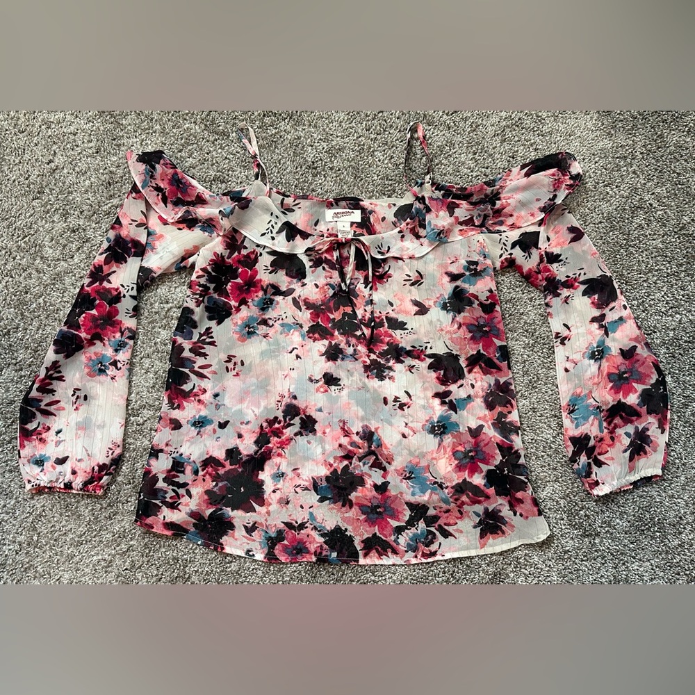Arizona Women’s Floral Print Off The Shoulder Crop Top Size Small